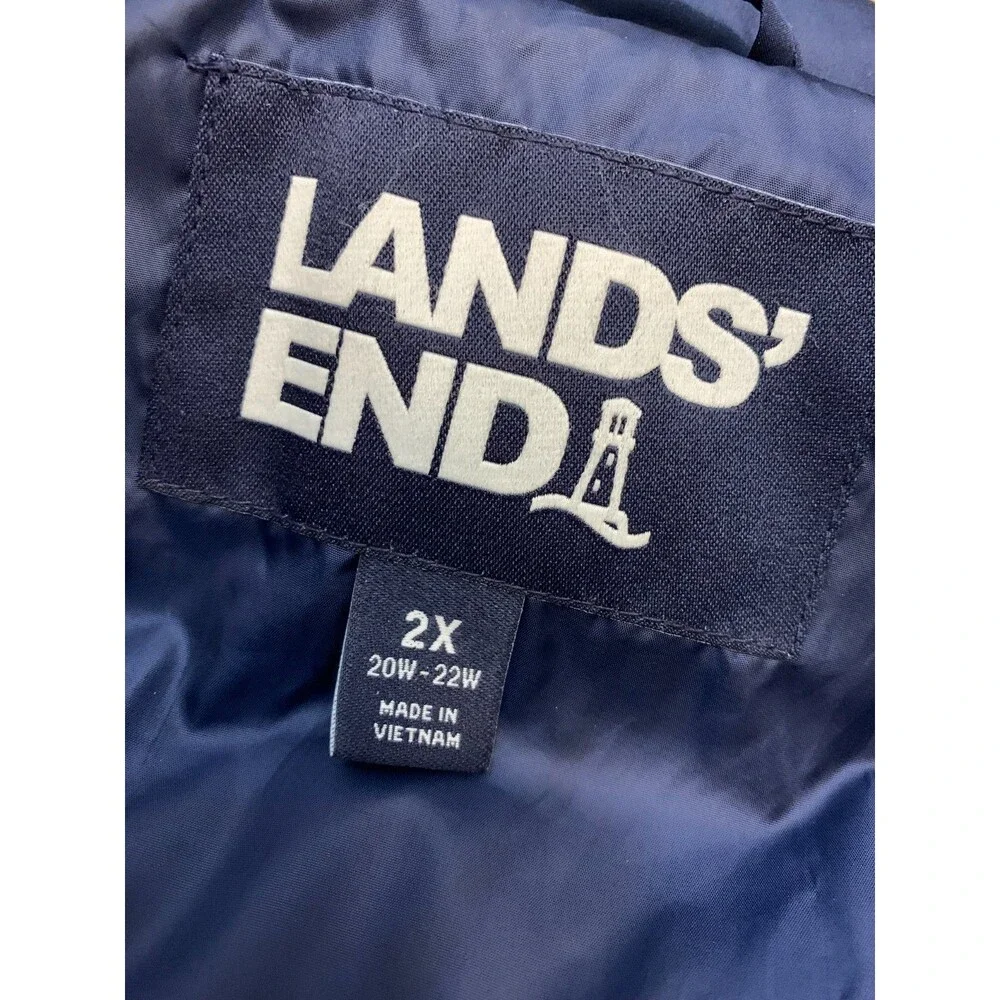 Lands End Vest Womens 2X (20W-22W) Puffer Down Feathers Quilted Insulated Zip Up - Picture 6 of 8
